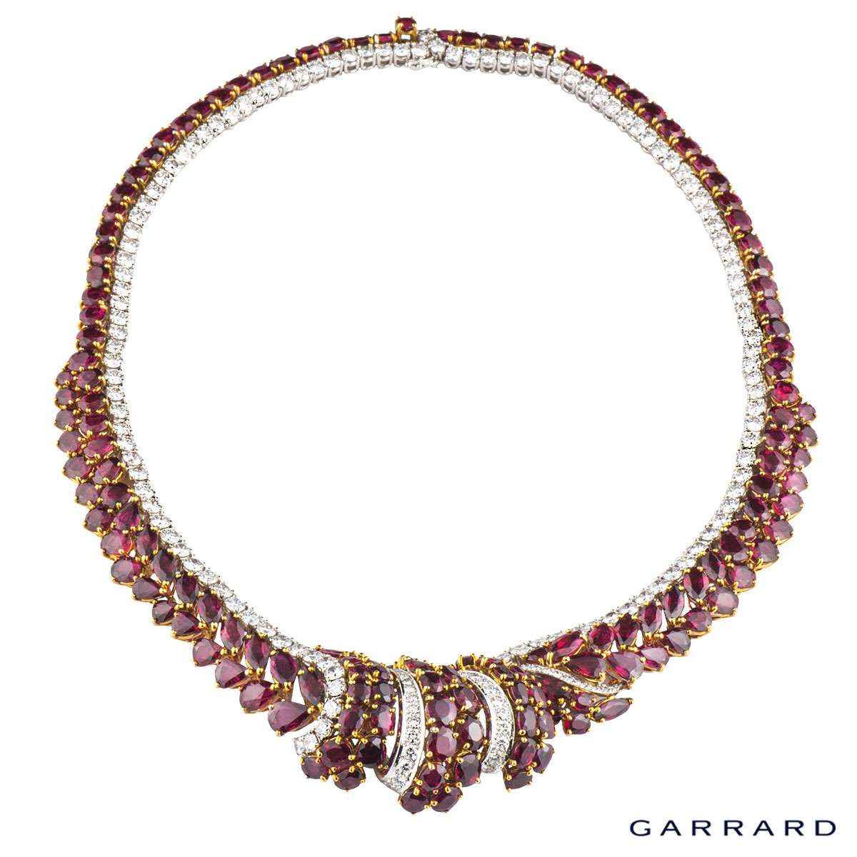 Garrard 18k Yellow Gold & Platinum Burmese Ruby & Diamond Necklace ...